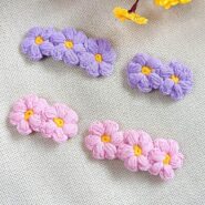 4 Lü Anne Kız Çocuk Bebek Örgü Toka Seti Pembe Lila Saç Çıtçıtlı Toka Bebek Toka Kız Çocuk Toka1