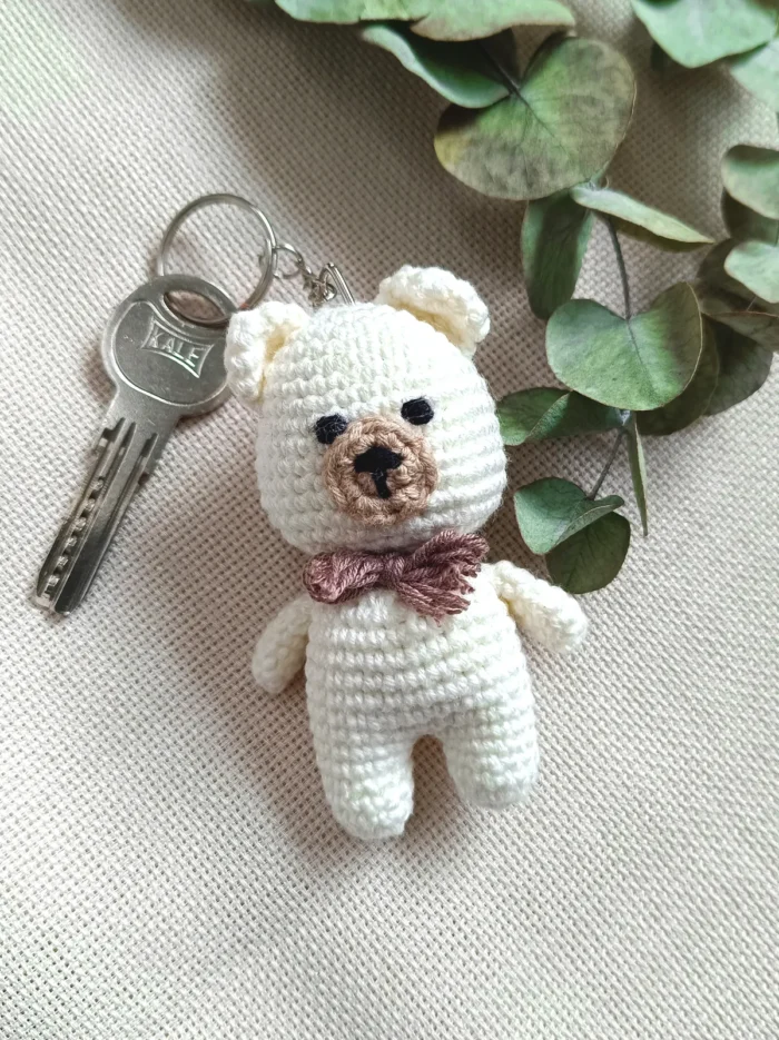 Amigurumi Organik Örgü Ayıcık Oyuncak Anahtarlık ve Çanta Aksesuarı1