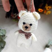 Amigurumi Organik Örgü Ayıcık Oyuncak Anahtarlık ve Çanta Aksesuarı2