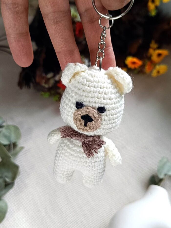 Amigurumi Organik Örgü Ayıcık Oyuncak Anahtarlık ve Çanta Aksesuarı2