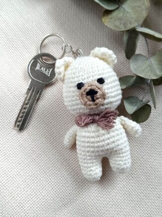 Organik El Örgüsü Amigurumi Ayıcık Anahtarlık ve Çanta Süsü