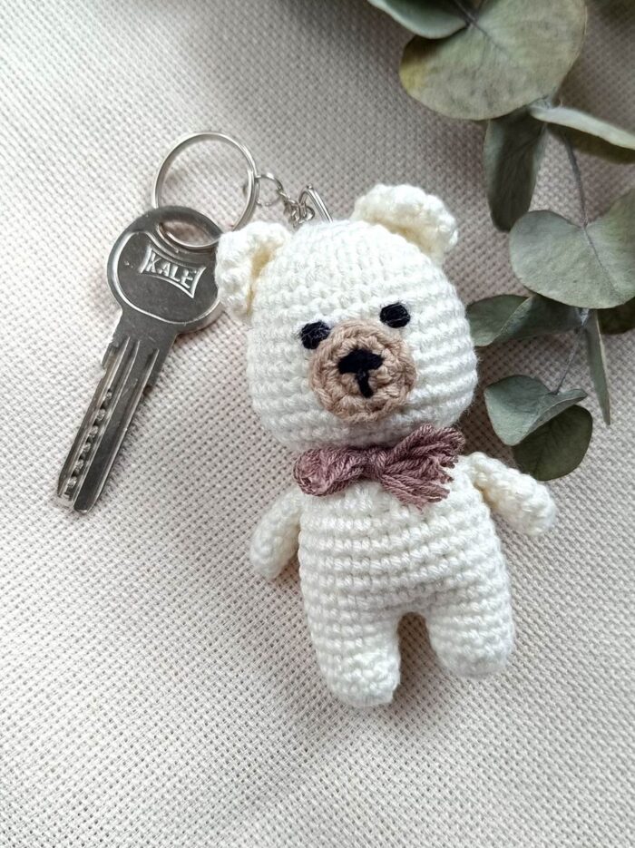 Amigurumi Organik Örgü Ayıcık Oyuncak Anahtarlık ve Çanta Aksesuarı4