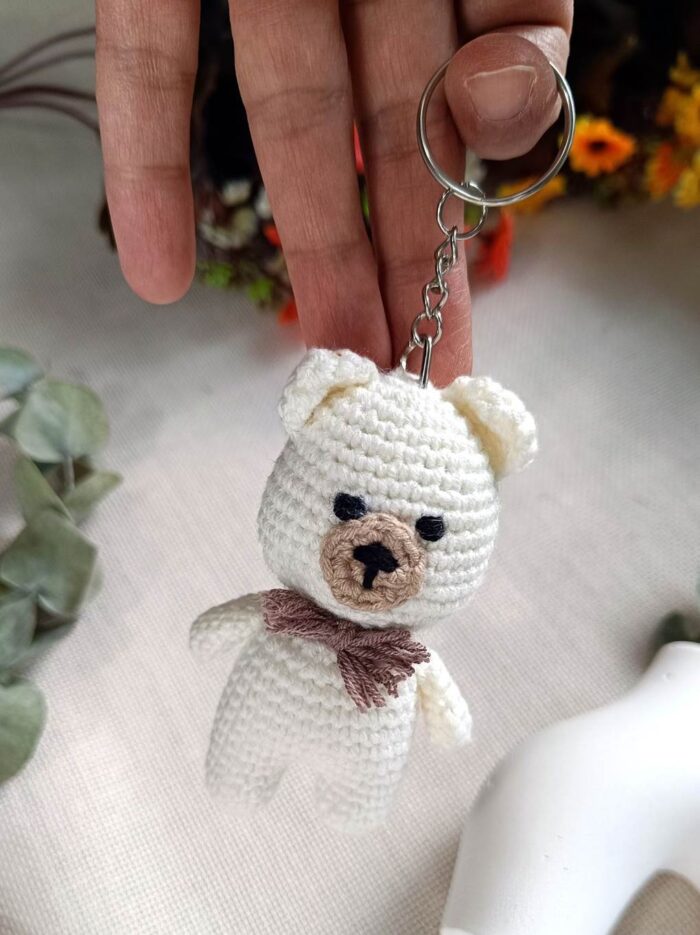 Amigurumi Organik Örgü Ayıcık Oyuncak Anahtarlık ve Çanta Aksesuarı6