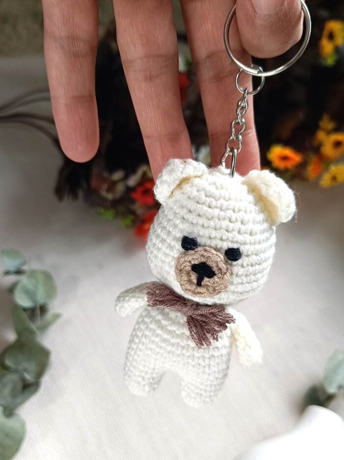 Amigurumi Organik Örgü Ayıcık Oyuncak Anahtarlık ve Çanta Aksesuarı8