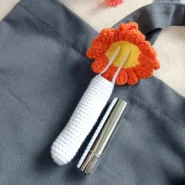 Çiçek Desenli Renkli Juj Çakmak Gizli Kılıf Turuncu Beyaz Çiçek Modeli1