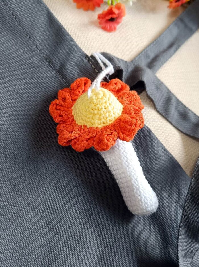 Çiçek Desenli Renkli Juj Çakmak Gizli Kılıf Turuncu Beyaz Çiçek Modeli3