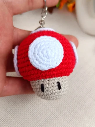 Mario Mantar Desenli Amigurumi Organik Anahtarlık