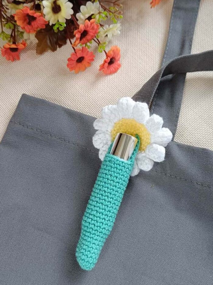 Ruj - Çakmak - Gizli Kılıf Anahtarlık Çanta Aksesuarı Papatya Turkuaz beyaz5