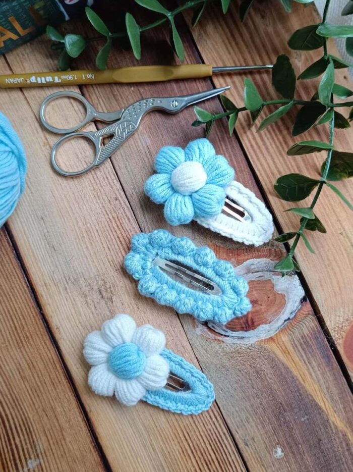 Soft Renklerde Kız Bebek Çocuk Saç Tokası Çıtçıtlı Toka 3 Lü Set Bebek Toka - Kız Çocuk Toka papatya6