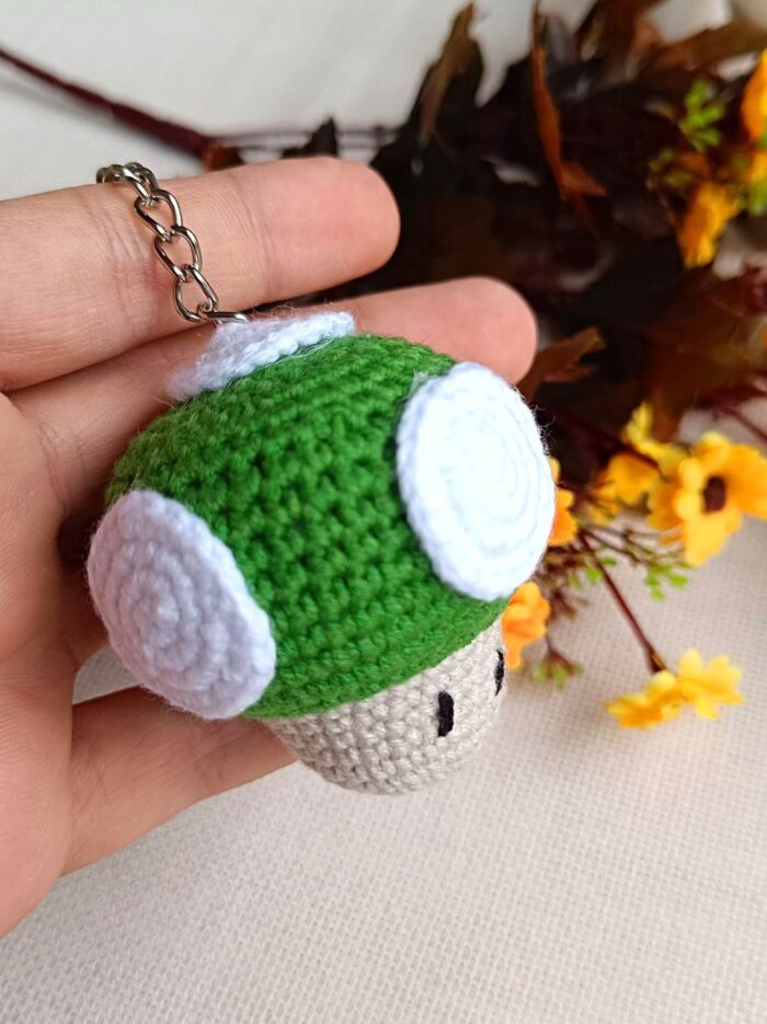 Super mario mantar anahtarlık ve çanta aksesuarı yeşil mantar2