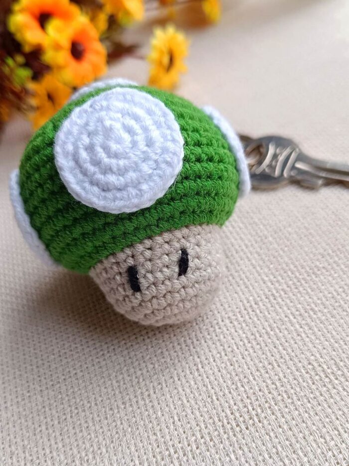 Super mario mantar anahtarlık ve çanta aksesuarı yeşil mantar7